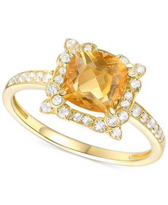 Amethyst (1-1/3 ct. t.w.) & Lab-Grown White Sapphire (1/4 ct. t.w.) Halo Ring in 14k Gold-Plated Sterling Silver (Also in Additional Gemstones)