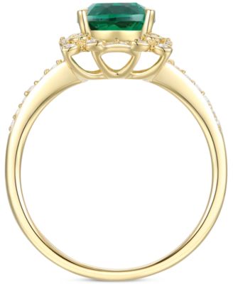 Amethyst (1-1/3 ct. t.w.) & Lab-Grown White Sapphire (1/4 ct. t.w.) Halo Ring in 14k Gold-Plated Sterling Silver (Also in Additional Gemstones)