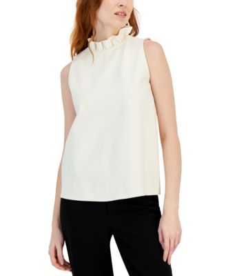 Anne Klein - Women's Sleeveless Ruffle-Neck Top