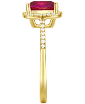 Ruby (2-1/2 ct. t.w.) & Lab-Grown White Sapphire (1/4 ct. t.w.) Halo Ring in 14k Gold-Plated Sterling Silver (Also in Additional Gemstones)