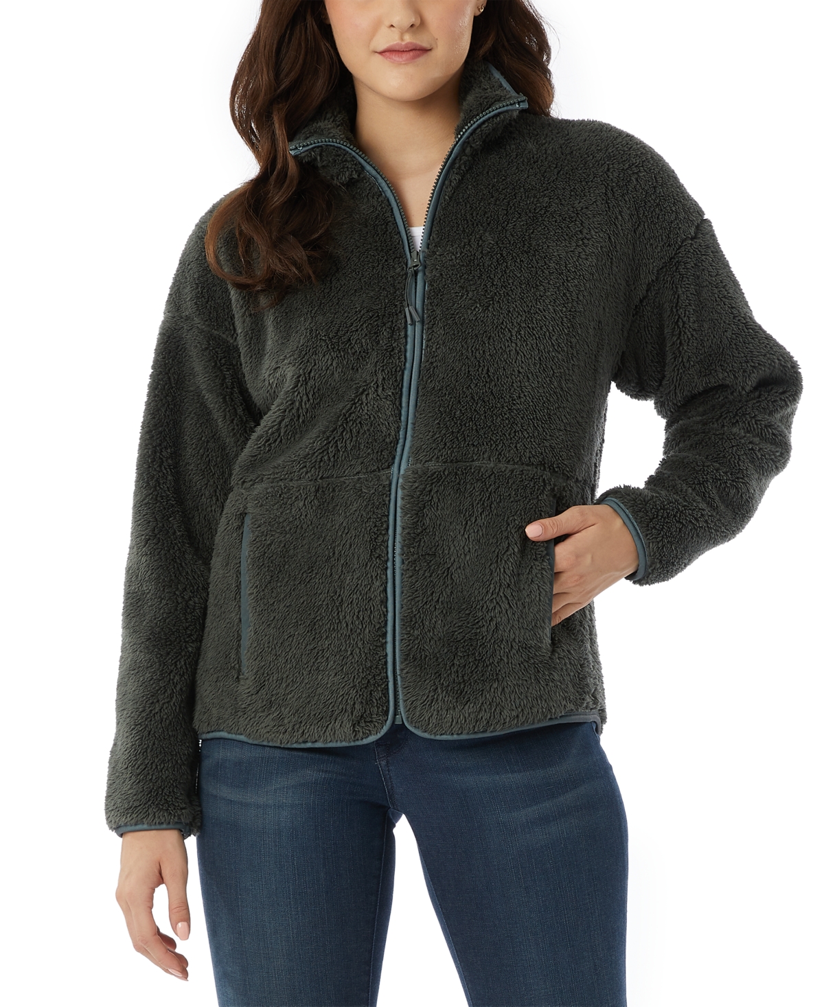 Women's Fleece Front-Zipper Drop-Shoulder Sweatshirt - Unexplored