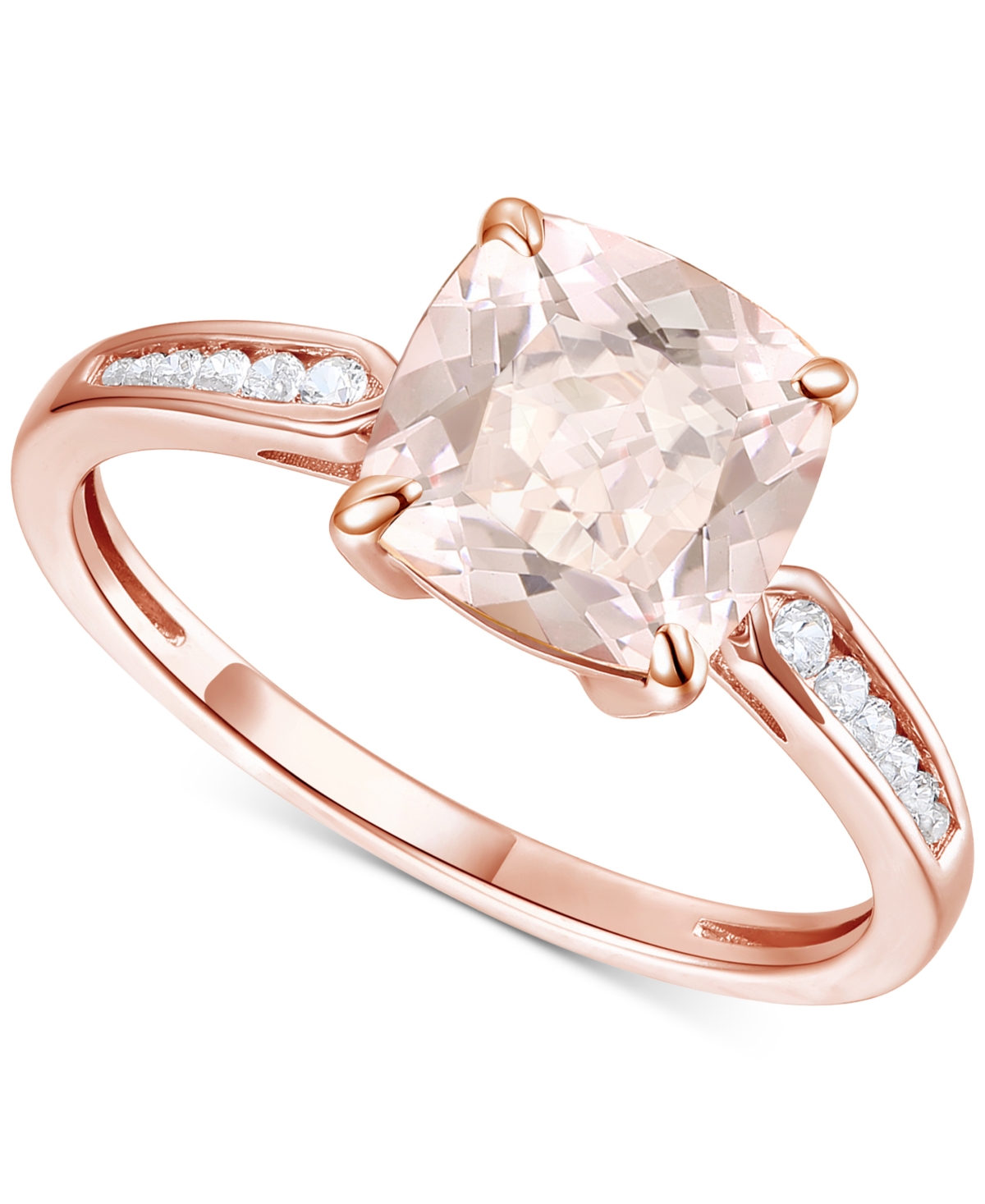 Macy's Amethyst (1-7/8 Ct. T.w.) & Lab-grown White Sapphire (1/10 Ct. T.w.) Cushion Ring In 14k Gold-plated In Morganite