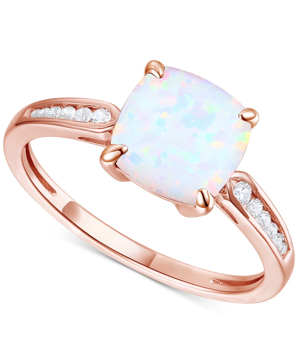 Macy's Amethyst (1-7/8 Ct. T.w.) & Lab-grown White Sapphire (1/10 Ct. T.w.) Cushion Ring In 14k Gold-plated In Opal