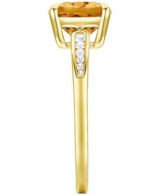 Amethyst (1-7/8 ct. t.w.) & Lab-Grown White Sapphire (1/10 ct. t.w.) Cushion Ring in 14k Gold-Plated Sterling Silver (Also in Additional Gemstones)