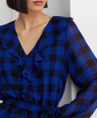 Lauren Ralph Lauren Women's Buffalo Check Belted Georgette