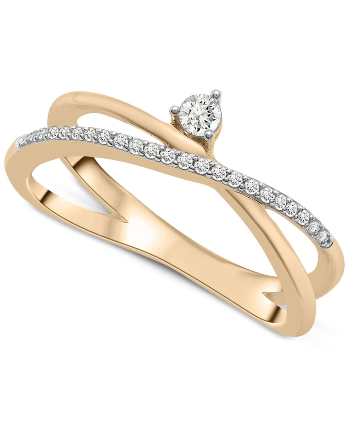 Diamond Crossover Ring (1/6 ct. t.w.) in 10k Gold, Created for Macy's - Yellow Gold