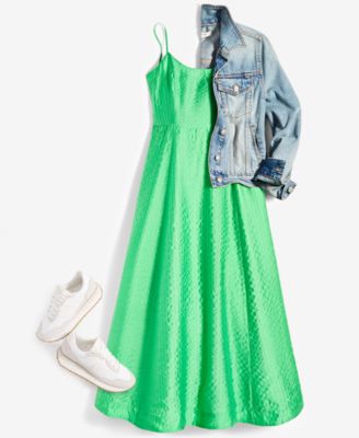 On 34th Womens Denim Trucker Jacket Scoop Neck Sleeveless Maxi