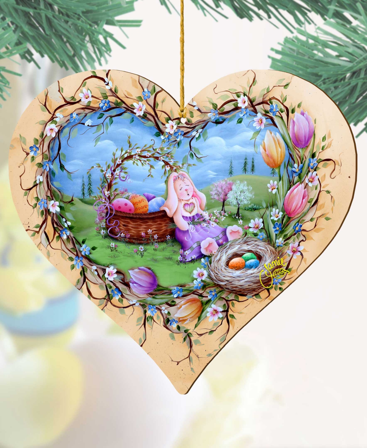 Designocracy Holiday Wooden Ornaments Spring Nap Home Decor Set Of 2 J. Mills-price In Multi Color