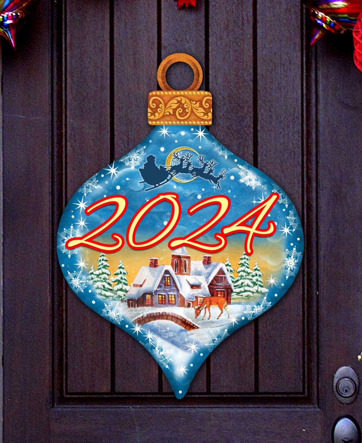 Designocracy 2024 Dated Christmas Village Door Decor Wooden Wall Decor G. Debrekht In Multi Color