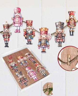 Nutcrackers Christmas Wooden Clip-On Ornaments Set of 6 G. DeBrekht