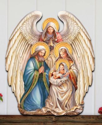 Nativity with Angel Christmas Wooden Door Decor Wall Decor G. DeBrekht