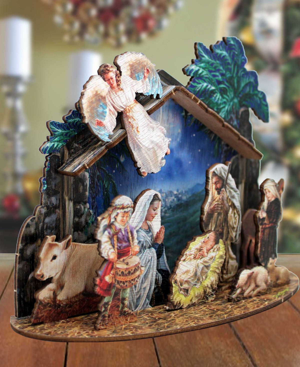 Designocracy Nativity With Angel Village 12" Christmas Nativity Mantel Decor G. Debrekht In Multi Color