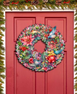 Holiday Wooden Door Decor Wall Decor Summer Blooms Wreath G. DeBrekht