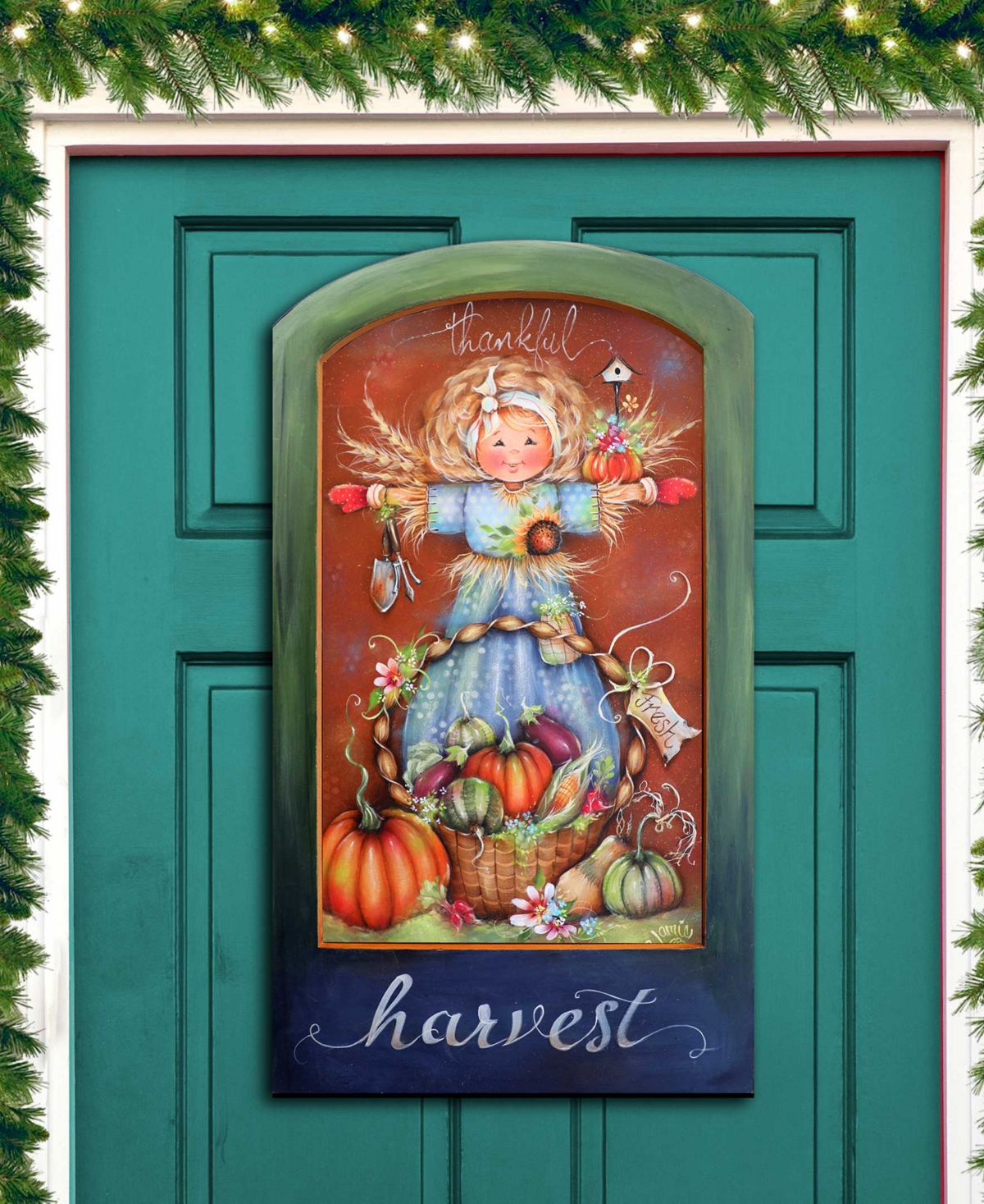 Shop Designocracy Holiday Door Decor Wooden Wall Decor Thankful Harvest J. Mills-price In Multi Color