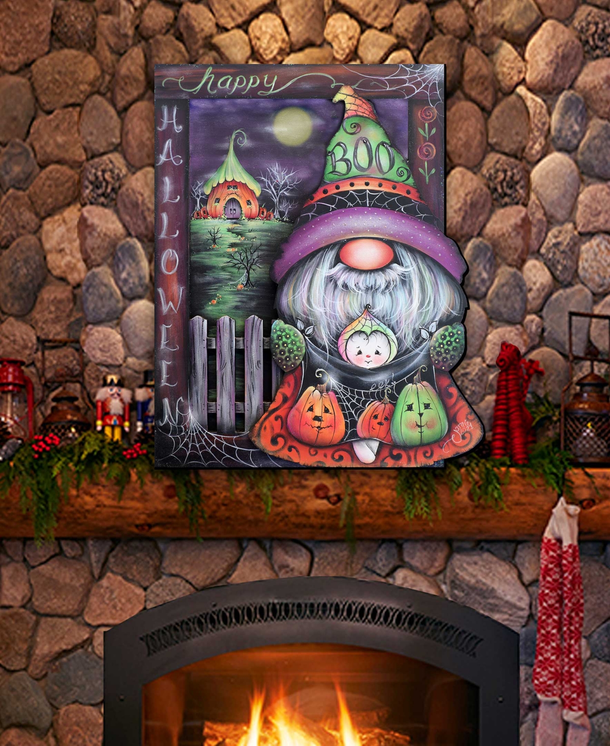 Shop Designocracy Holiday Door Decor Wooden Wall Decor Boo Gnome J. Mills-price In Multi Color