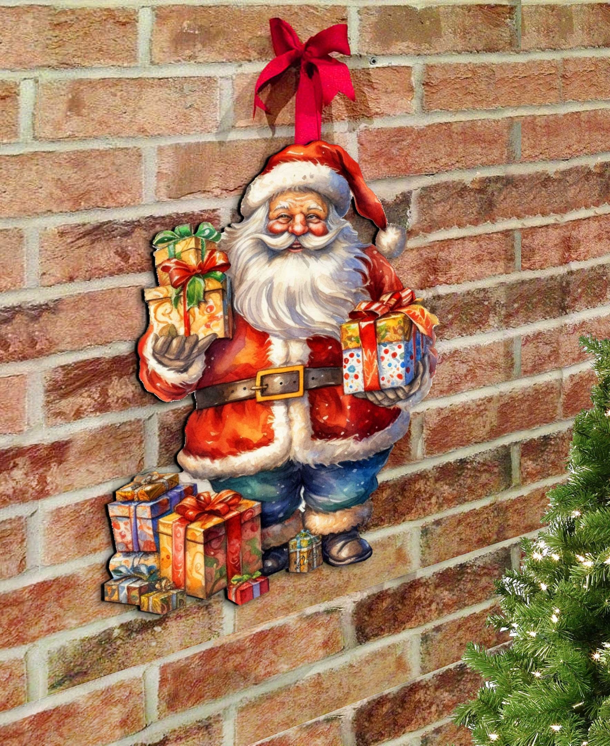 Designocracy Merry Delivery Christmas Wooden Door Hanger Door Decor G. Debrekht In Multi Color