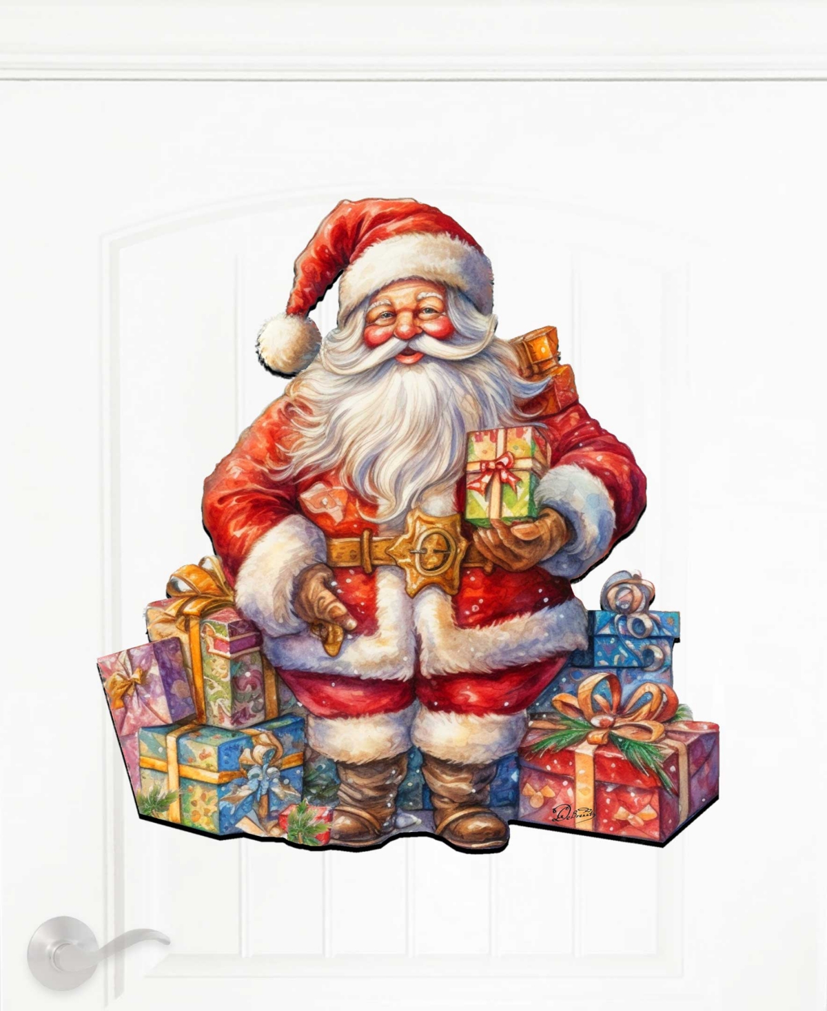 Designocracy The Joy Of Giving Christmas Wooden Door Decor Wall Decor G. Debrekht In Multi Color