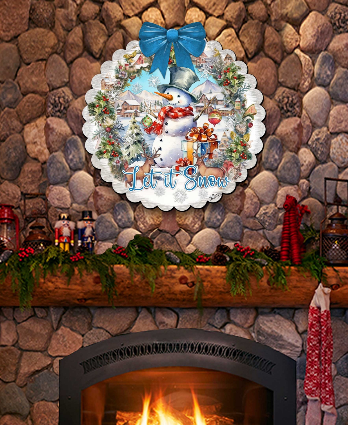 Designocracy Let It Snow Christmas Wooden Door Decor Hanging Decoration G. Debrekht In Multi Color