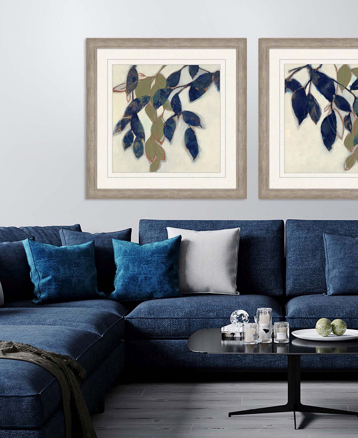 Shop Paragon Picture Gallery Entwined Leaves I Framed Art In Blue