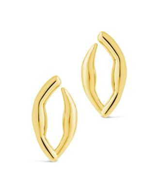 14K Gold Plated or Rhodium Plated Oval Sharee Studs Earrings