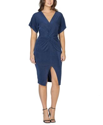 Women's Short Sleeve V-neck Twist Front Dress