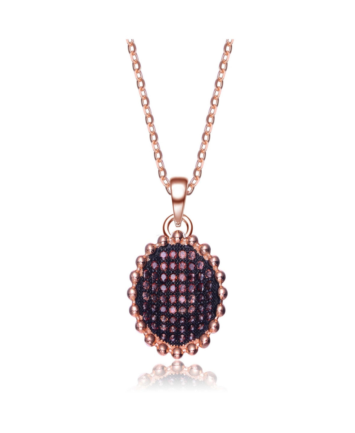 Sterling Silver Cubic Zirconia Oval Shaped Pendant - Red