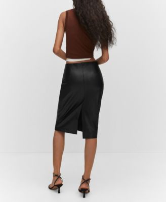 Women's Faux-Leather Pencil Skirt
