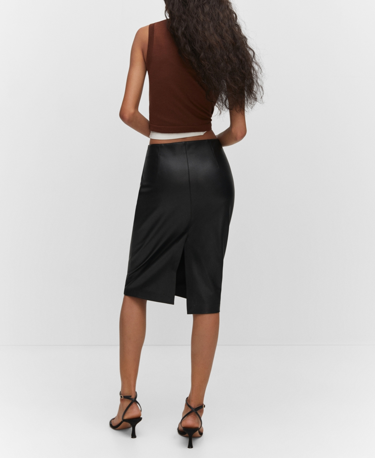 Mango Women's Faux-Leather Pencil Skirt