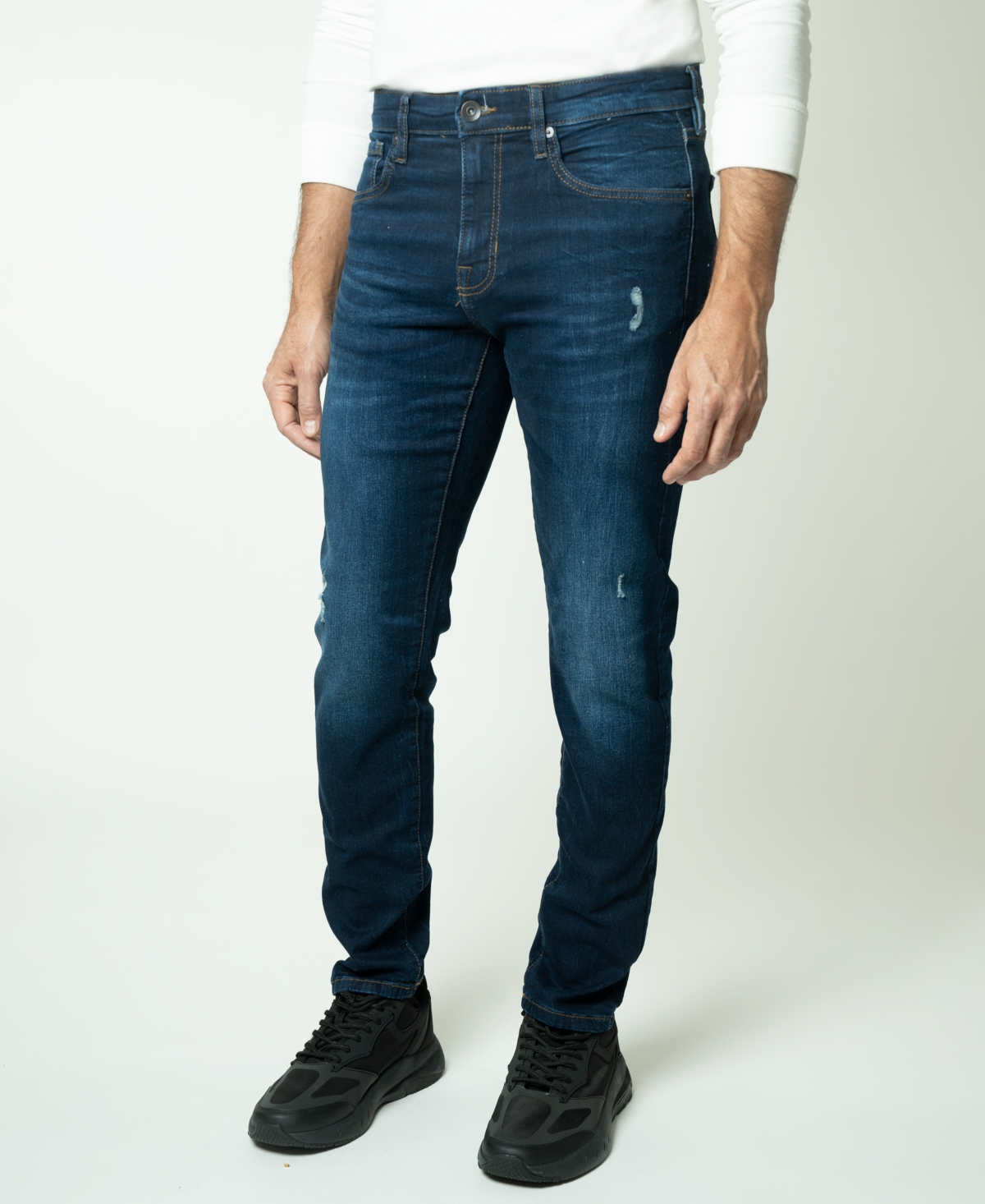 Lazer Men's Skinny Fit Jeans In Dark Blue