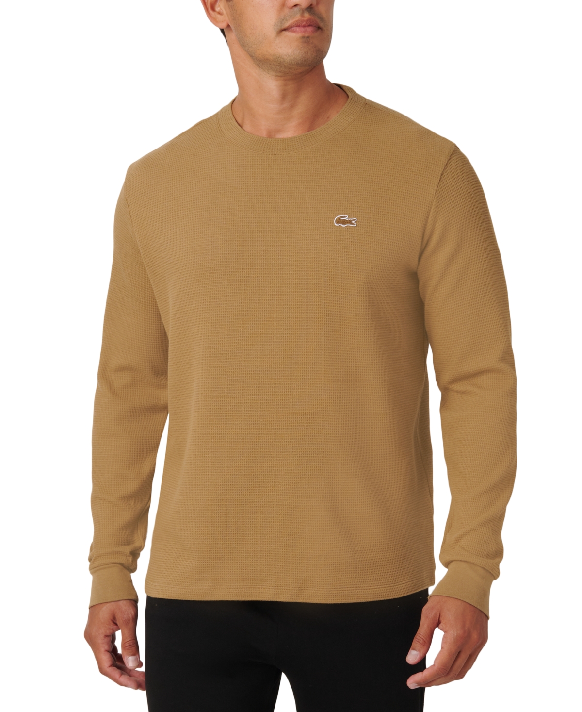 Lacoste Men's Relaxed Fit Waffle-Knit Thermal Sleep Shirt