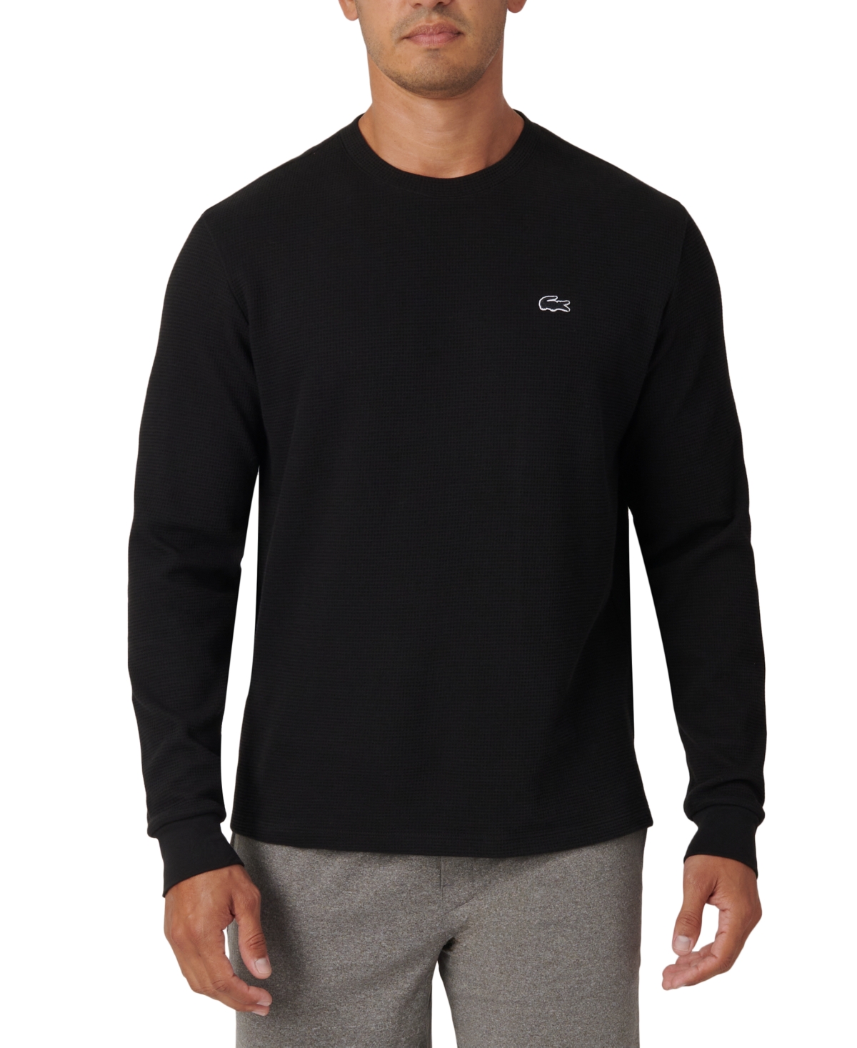 Lacoste Men's Relaxed Fit Waffle-Knit Thermal Sleep Shirt