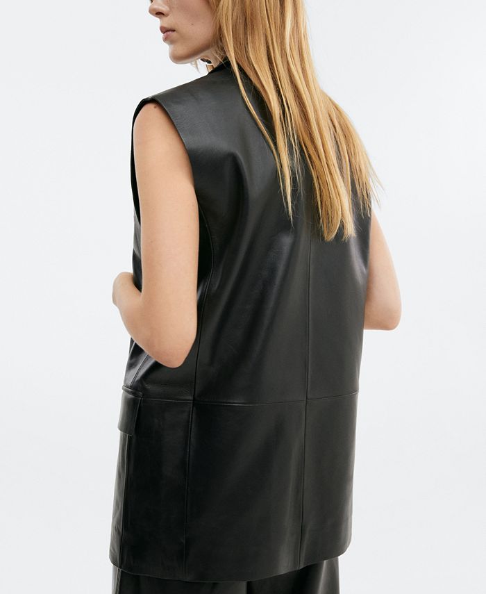 MANGO Women's Long Leather Vest Macy's