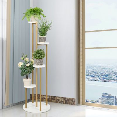 Metal Plant Stand with 4 Shelves for Home and Garden  16x16x48.5 inches