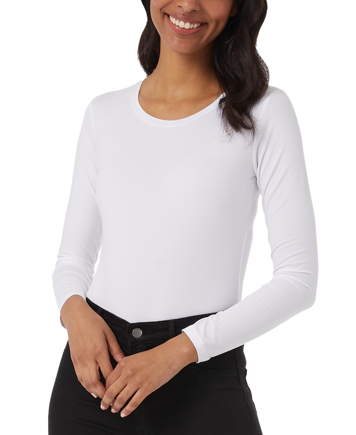 32 Degrees Women's Scoop-neck Long-sleeve Bodysuit In White