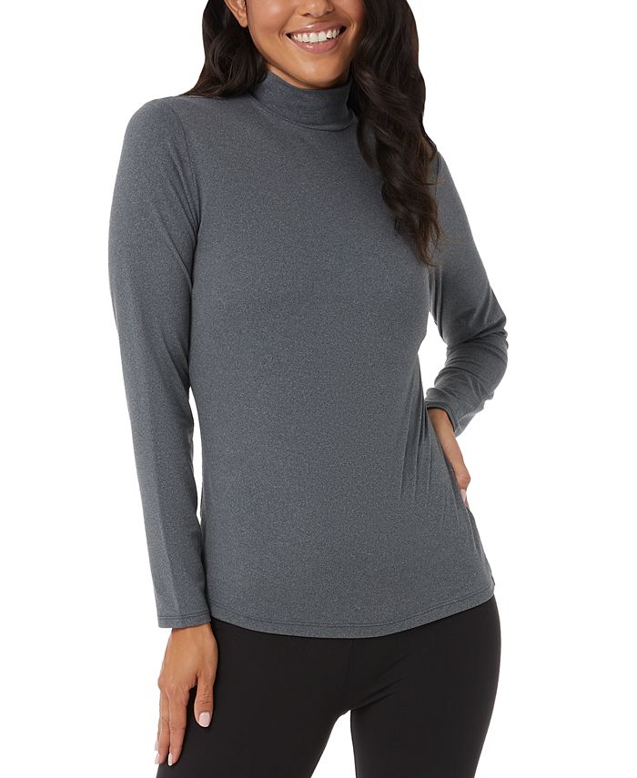 32 Degrees Women's Mock-Neck Long-Sleeve Top - HT Charcoal - Size S