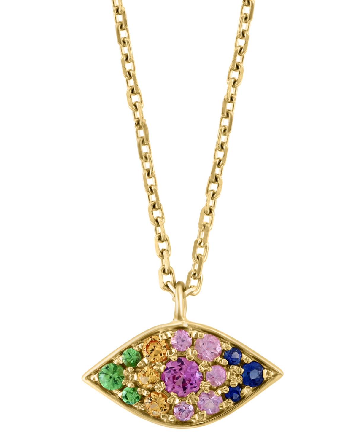 Effy Multi-Gemstone Evil Eye Pendant Necklace (1/3 ct. t.w.) in 14k Gold-Plated Sterling Silver - 14K Gold Over Sterling Silver