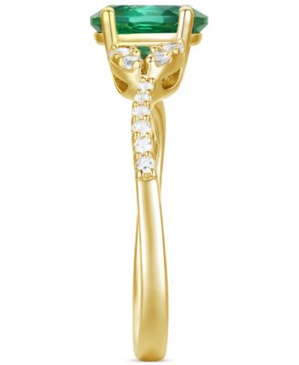 Lab-Grown Emerald (1 ct. t.w.) & Lab-Grown White Sapphire (1/4 ct. t.w.) Ring in 14k Gold-Plated Sterling Silver