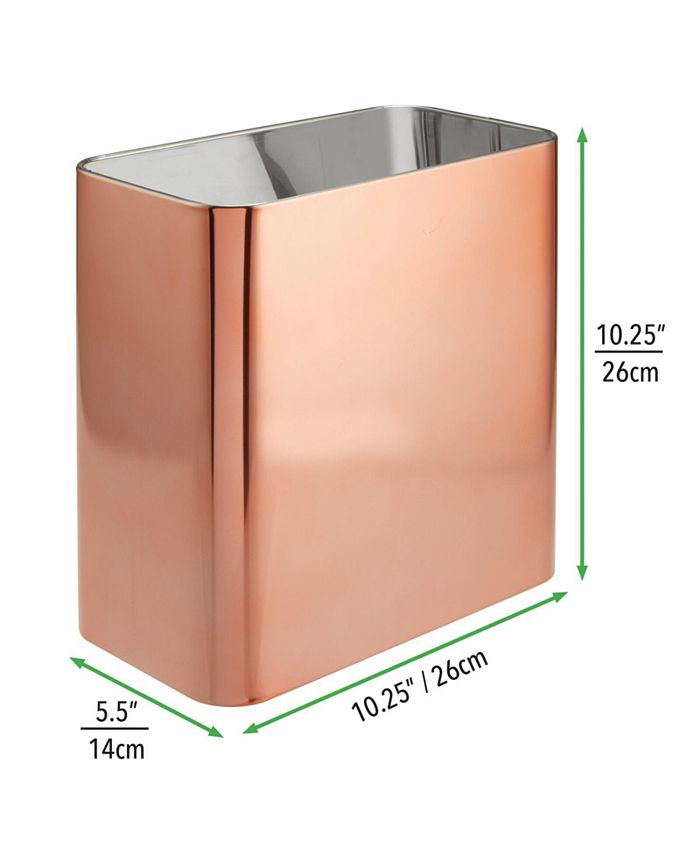 mDesign Metal 2.4 Gal. Bathroom Trashcan Wastebasket Garbage Bin Macy's
