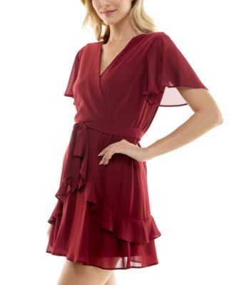 Juniors' Chiffon Tie-Waist Dress