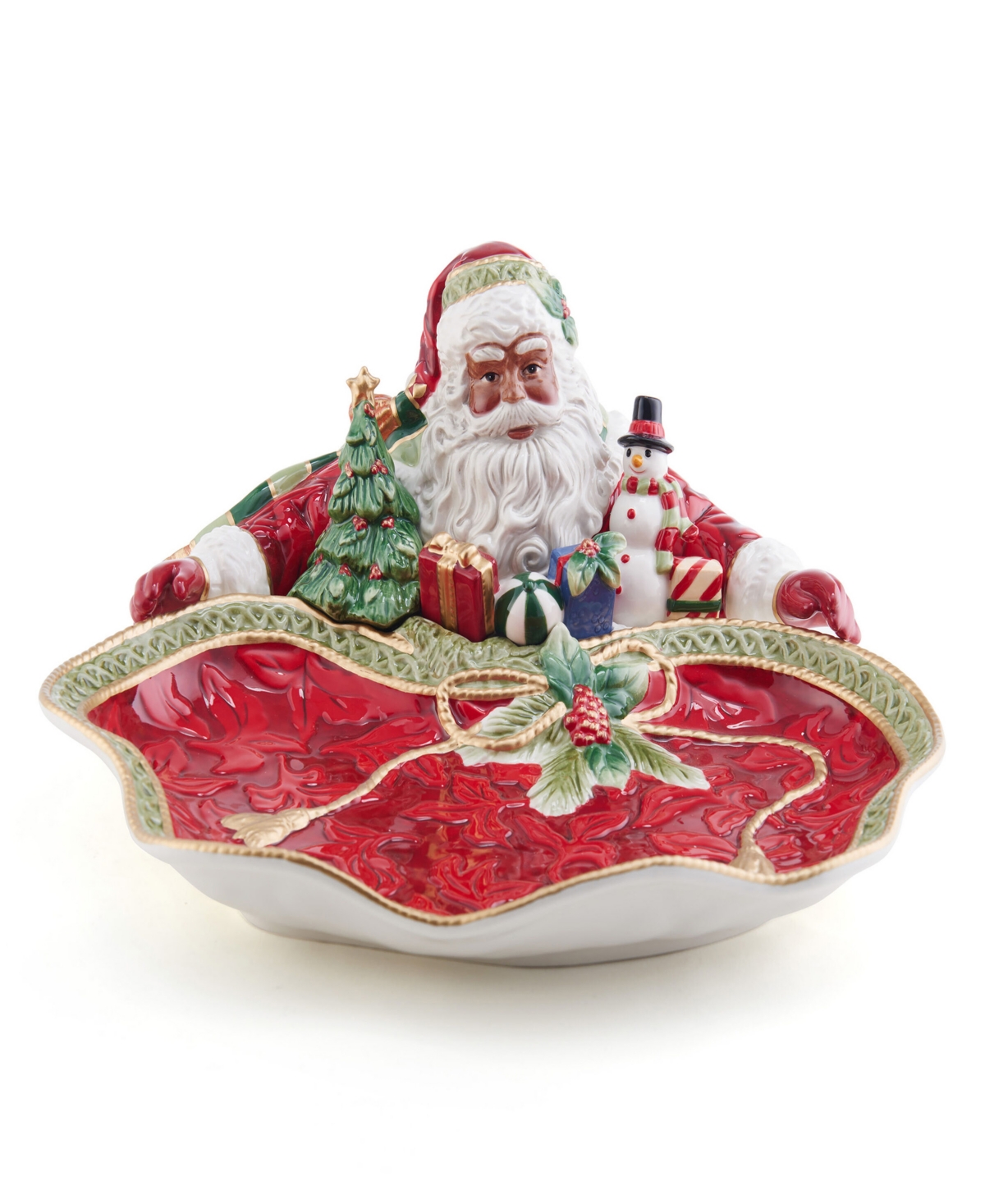 Fitz And Floyd Holiday Home African American Santa Server, 13.5-in In Red