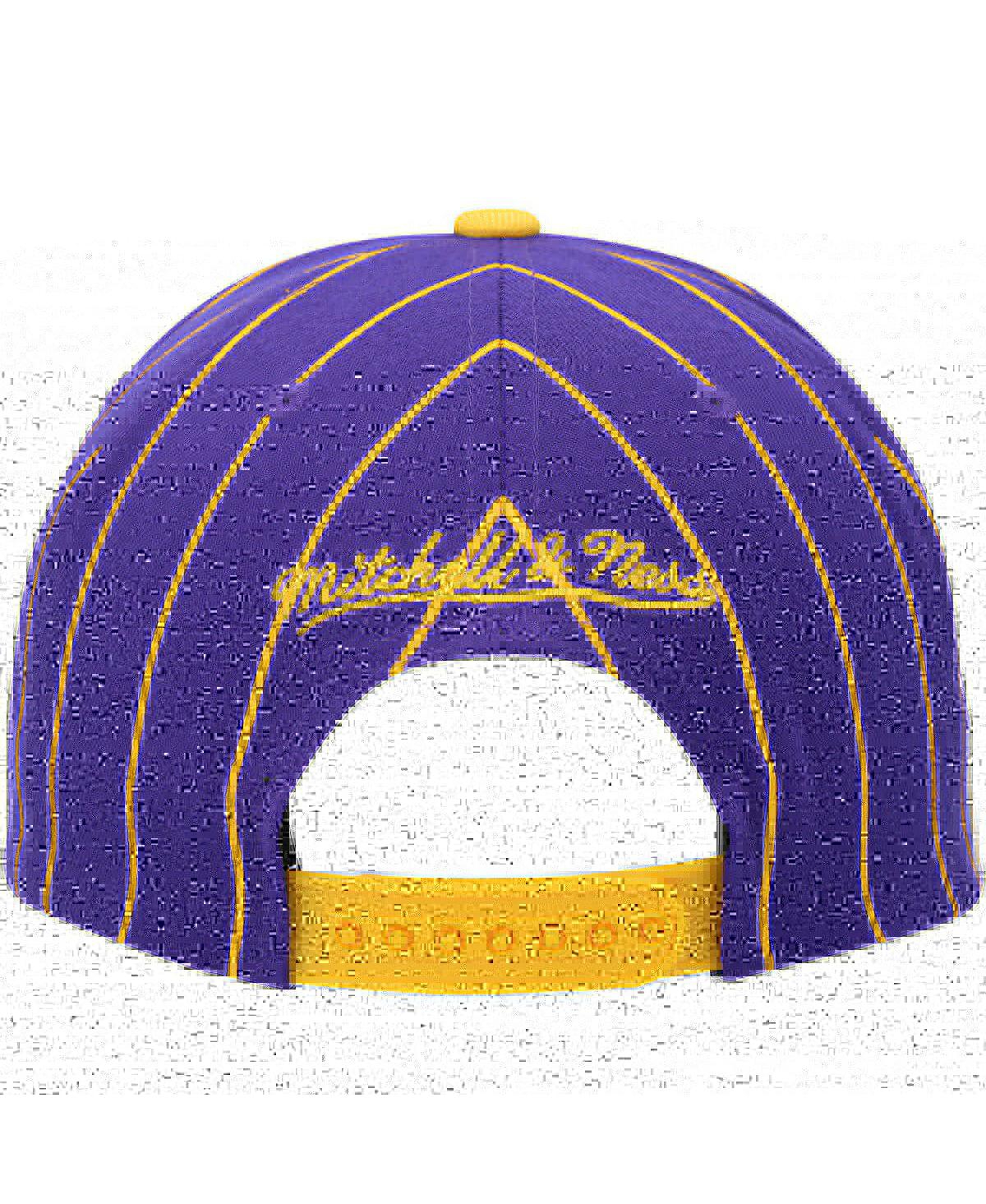 Shop Mitchell & Ness Men's  Purple, Gold Los Angeles Lakers Hardwood Classics Pinstripe Snapback Hat