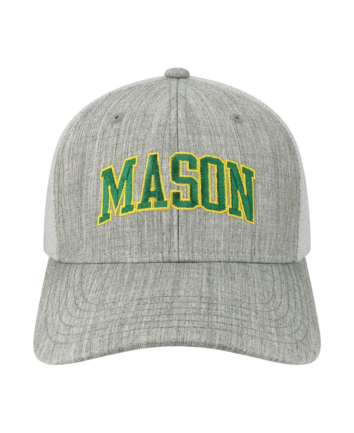 Shop Legacy Athletic Men's Heather Gray, White George Mason Patriots Arch Trucker Snapback Hat In Heather Gray,white