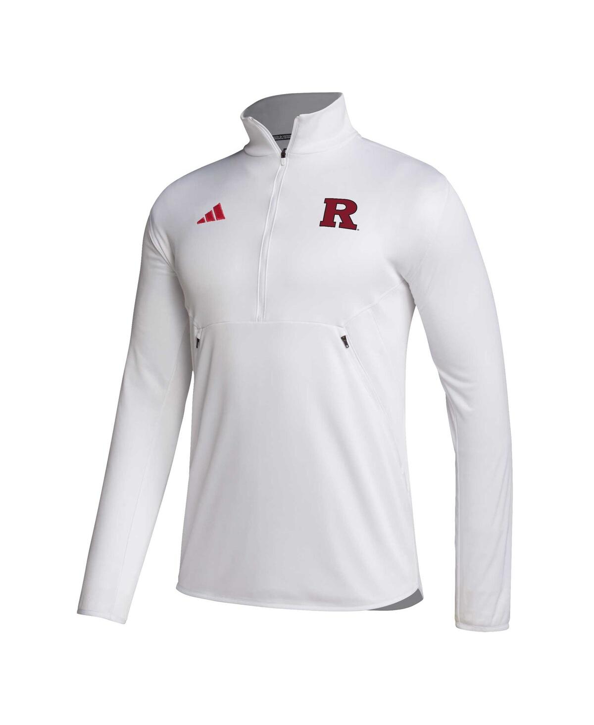 Men's adidasRutgers Scarlet Knights 2023 Sideline Aeroready Half-Zip Top - White