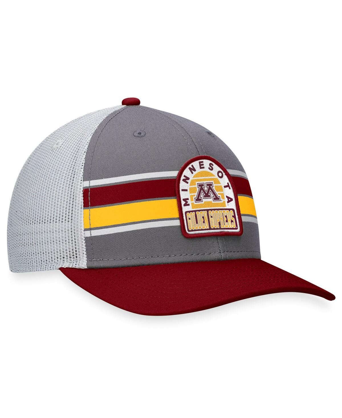 Shop Top Of The World Men's  Gray, Maroon Minnesota Golden Gophers Aurora Trucker Adjustable Hat In Gray,maroon