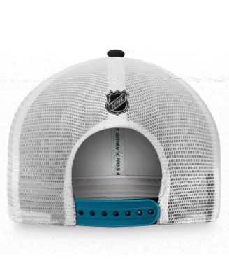 Men's Black, White San Jose Sharks Authentic Pro Trucker Snapback Hat