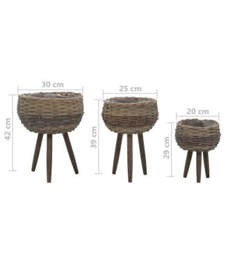3-Piece Wicker Planter Set with PE Lining