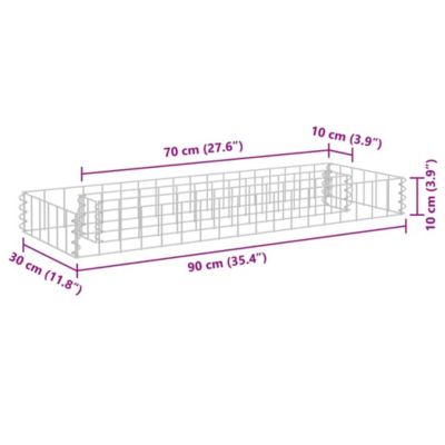 Gabion Raised Bed Galvanized Steel 35.4"x11.8"x3.9"