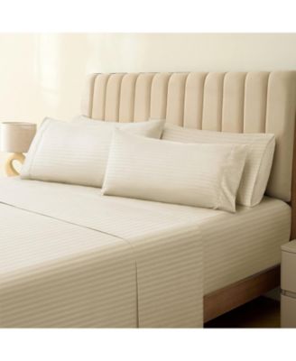 4-PC Striped Silky Soft Cooling Deep Pocket Sheet Set, California King.