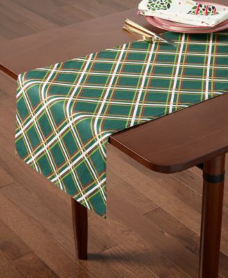 Holiday Confetti Acrobat Plaid Reversible Holiday Table Runner, 15" x 72"