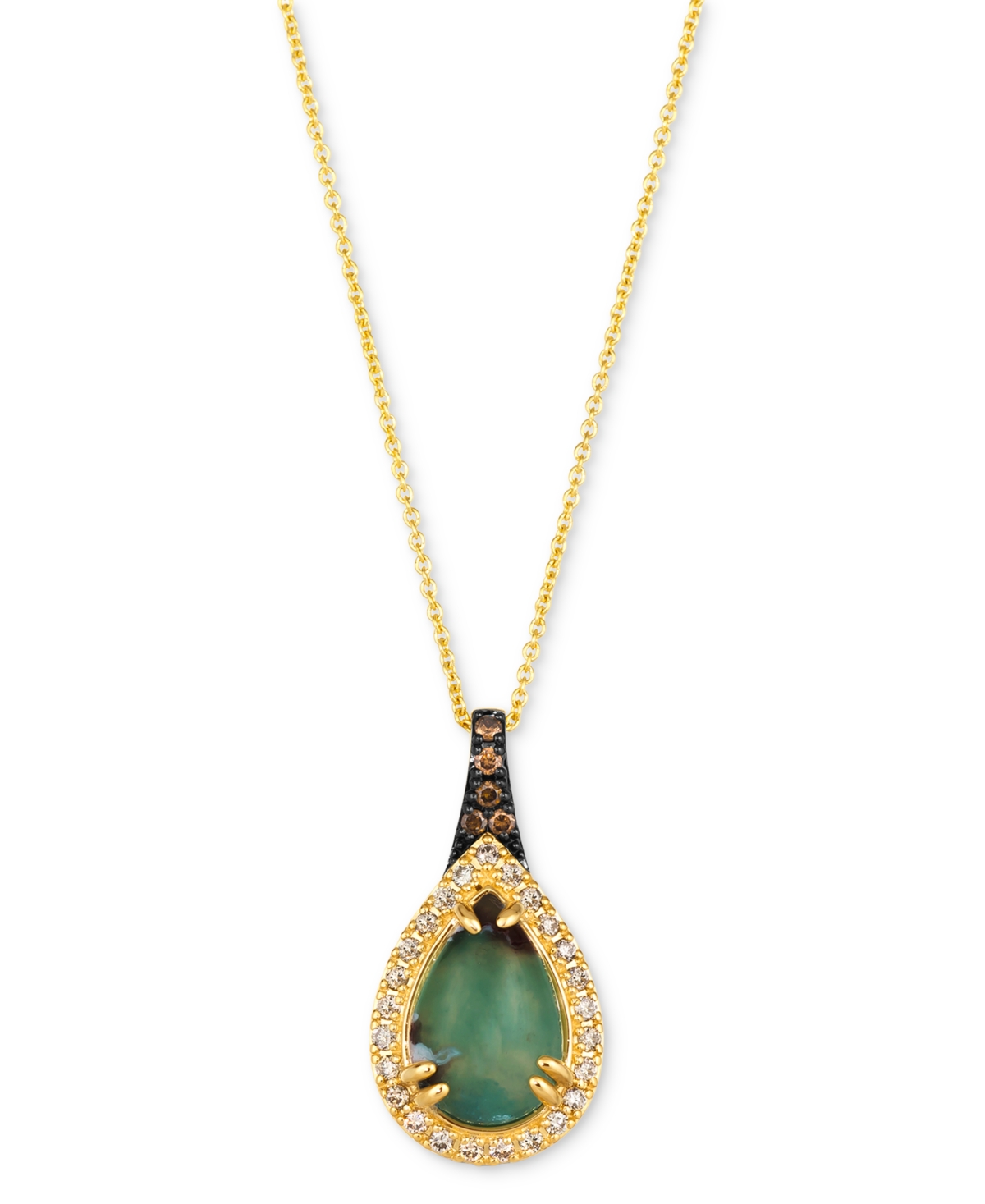 Le Vian Peacock Aquaprase (2-1/3 Ct. T.w.) & Diamond (1/4 Ct. T.w.) Pear Adjustable 20" Pendant Necklace In In K Honey Gold Pendant